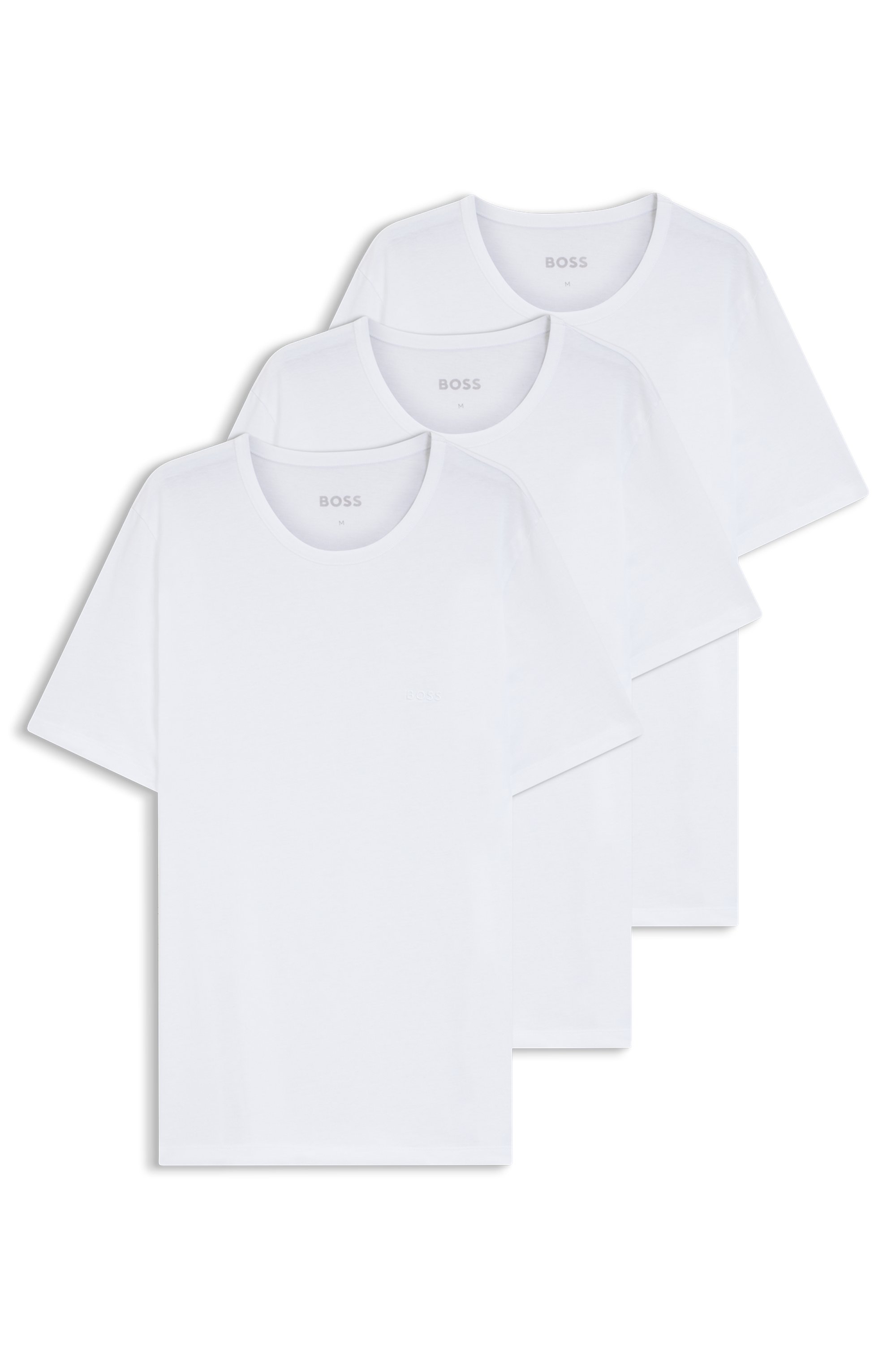Pack de 3 Camisetas com Logo Bordado em Algodão — BOSS