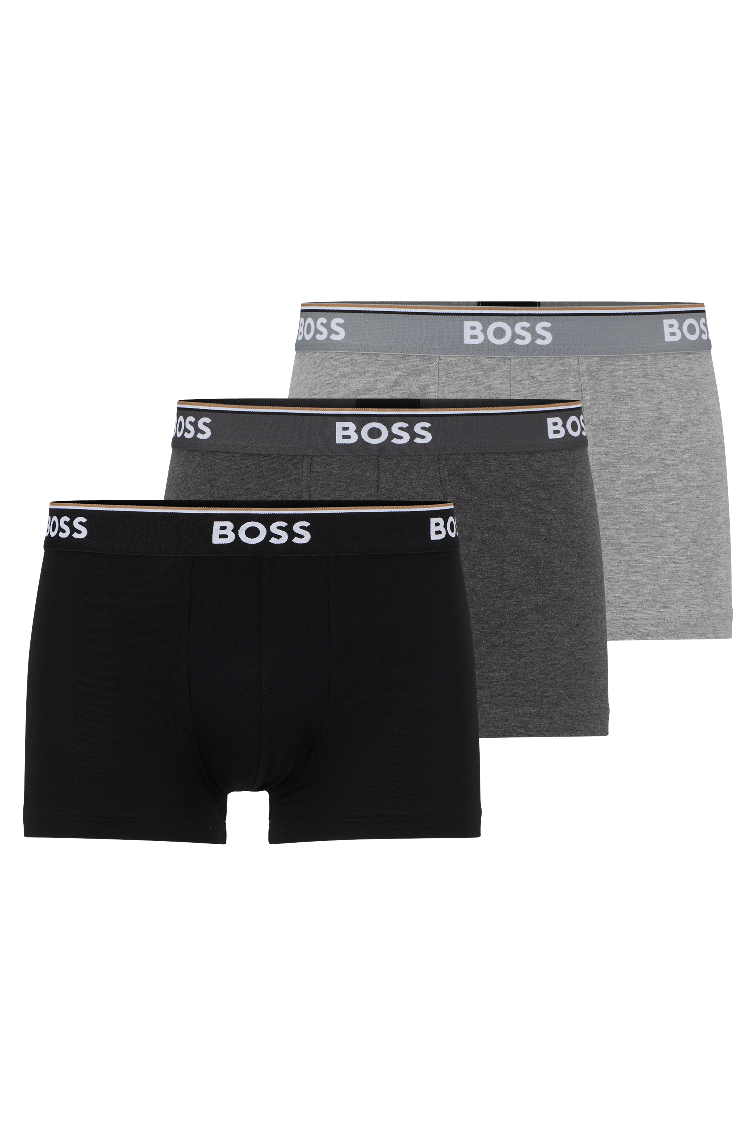 Conjunto de Três Boxers de Algodão Stretch com Logo Na Cintura — BOSS