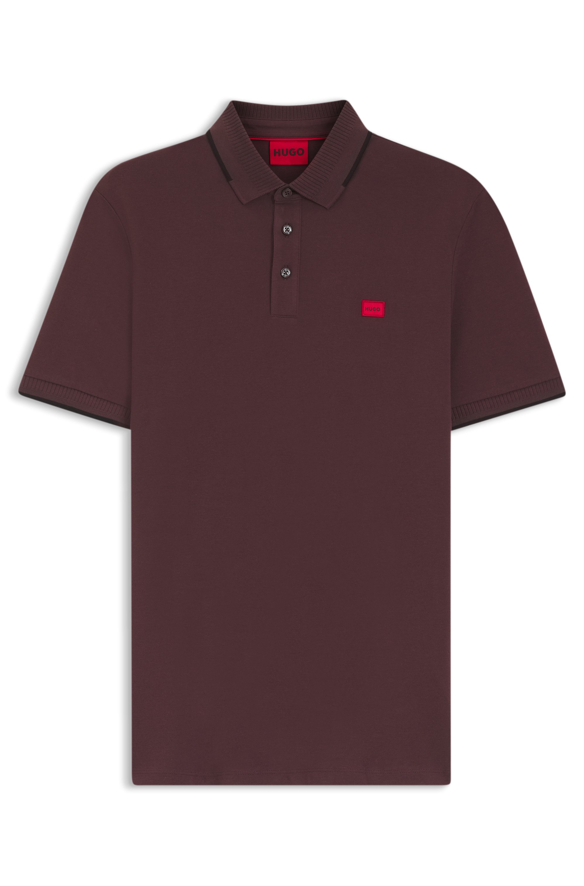 Polo Slim Fit com Logo Vermelho — BOSS