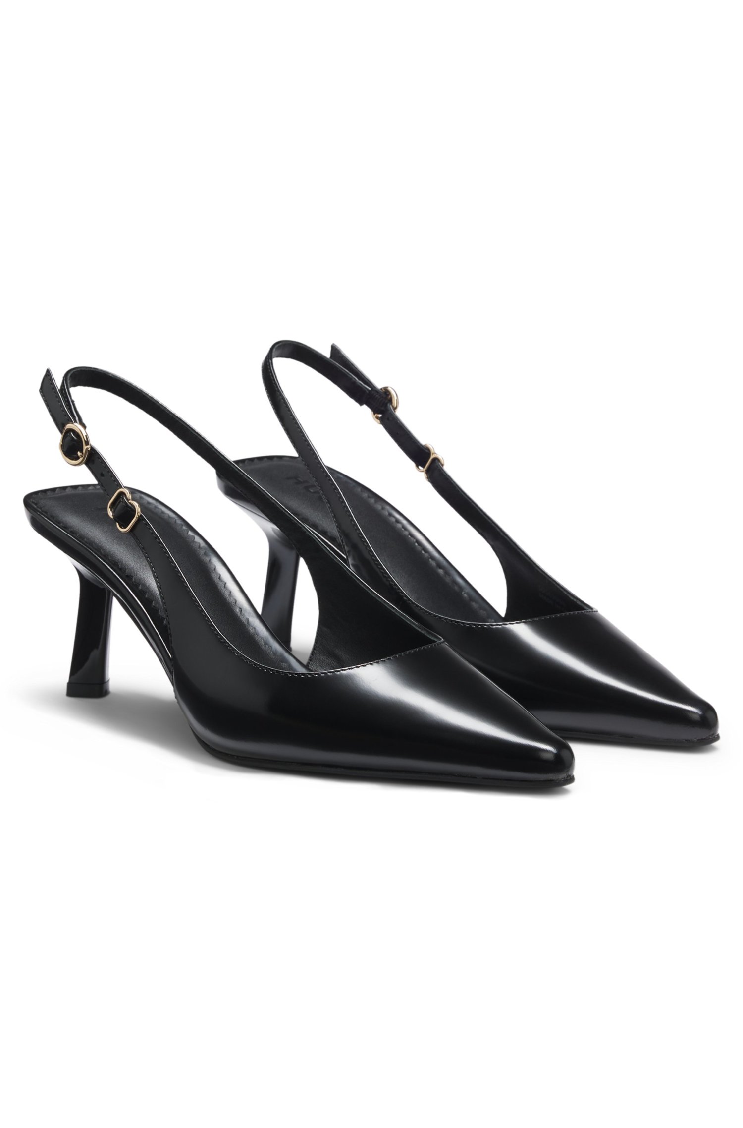Saltos Altos Slingback em Couro Escovado — BOSS