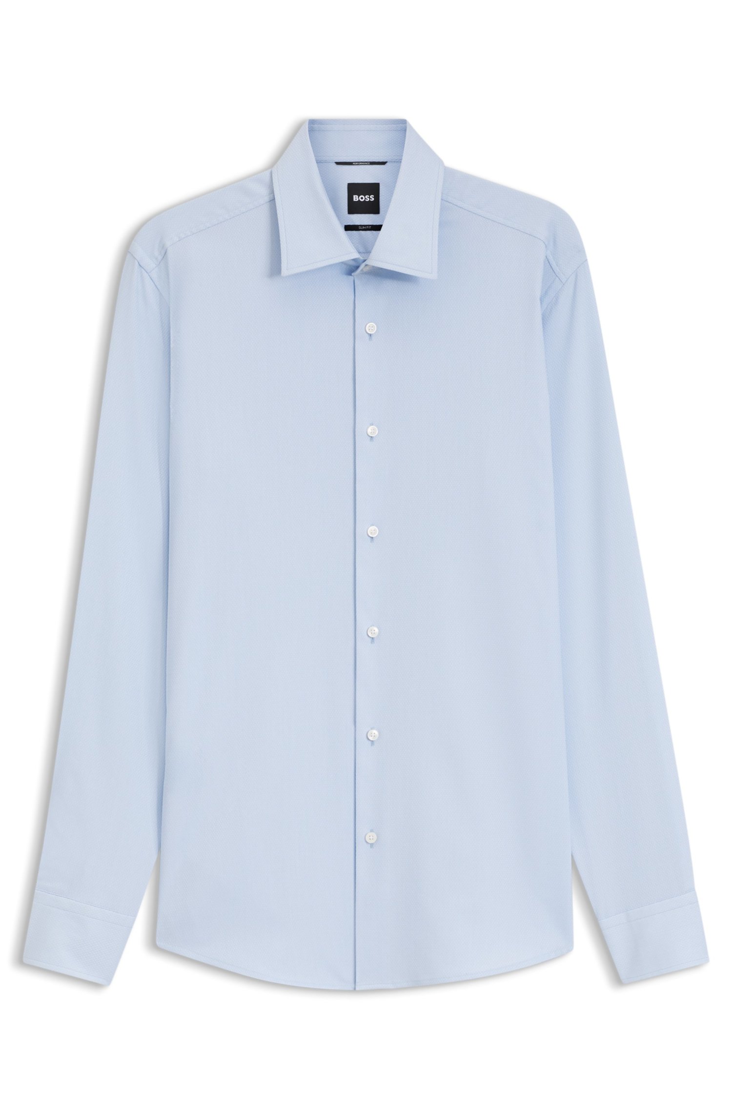 Camisa de Ajuste Slim em Mistura de Algodão Estruturado — BOSS