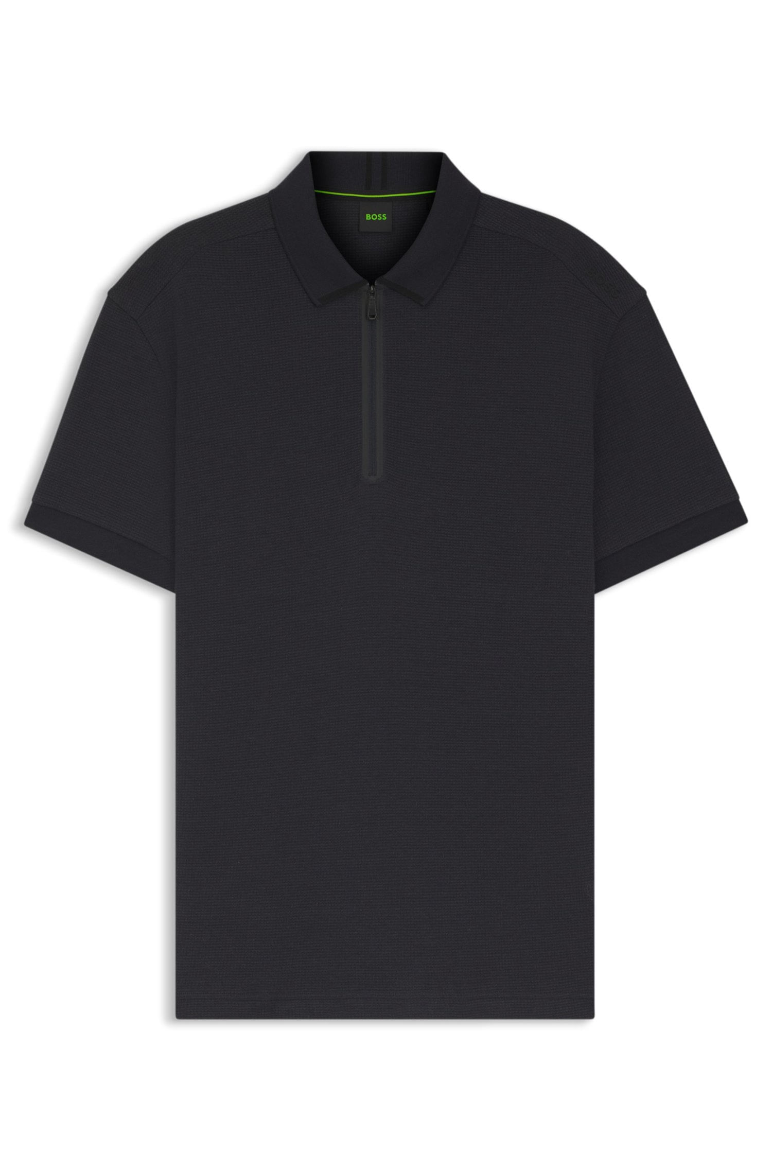 Polo com Zíper em Jacquard Waffle — BOSS
