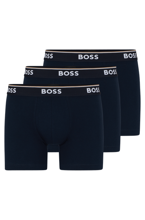 Conjunto 3 Cuecas Boxer em Algodão Stretch com Logos — BOSS