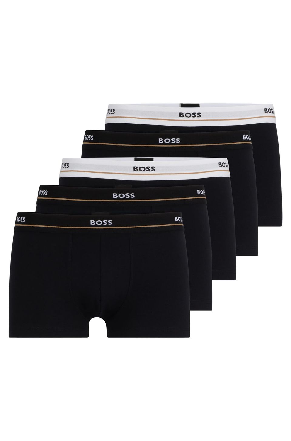 Conjunto de Cinco Boxers em Algodão Stretch com Cintura de Logotipo