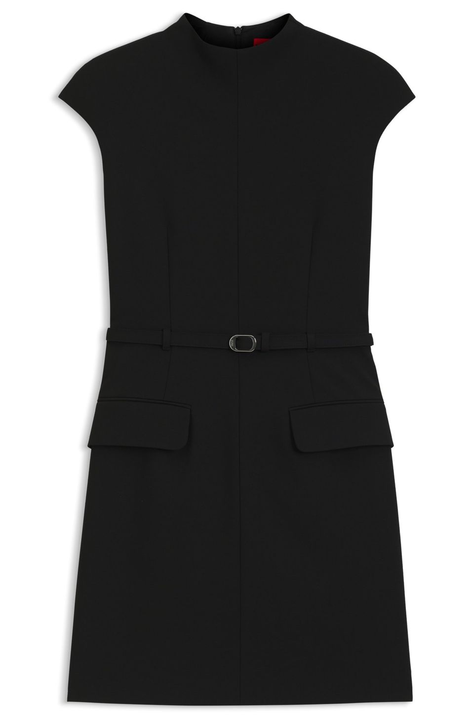 Vestido com Gola Alta Ajustada e Cinto