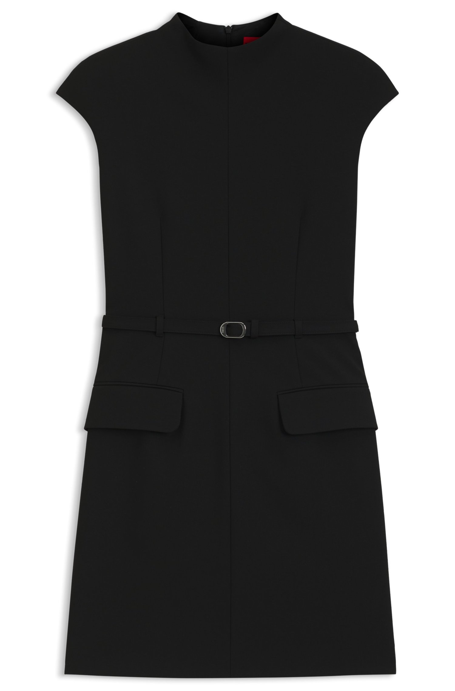 Vestido com Gola Alta Ajustada e Cinto — BOSS