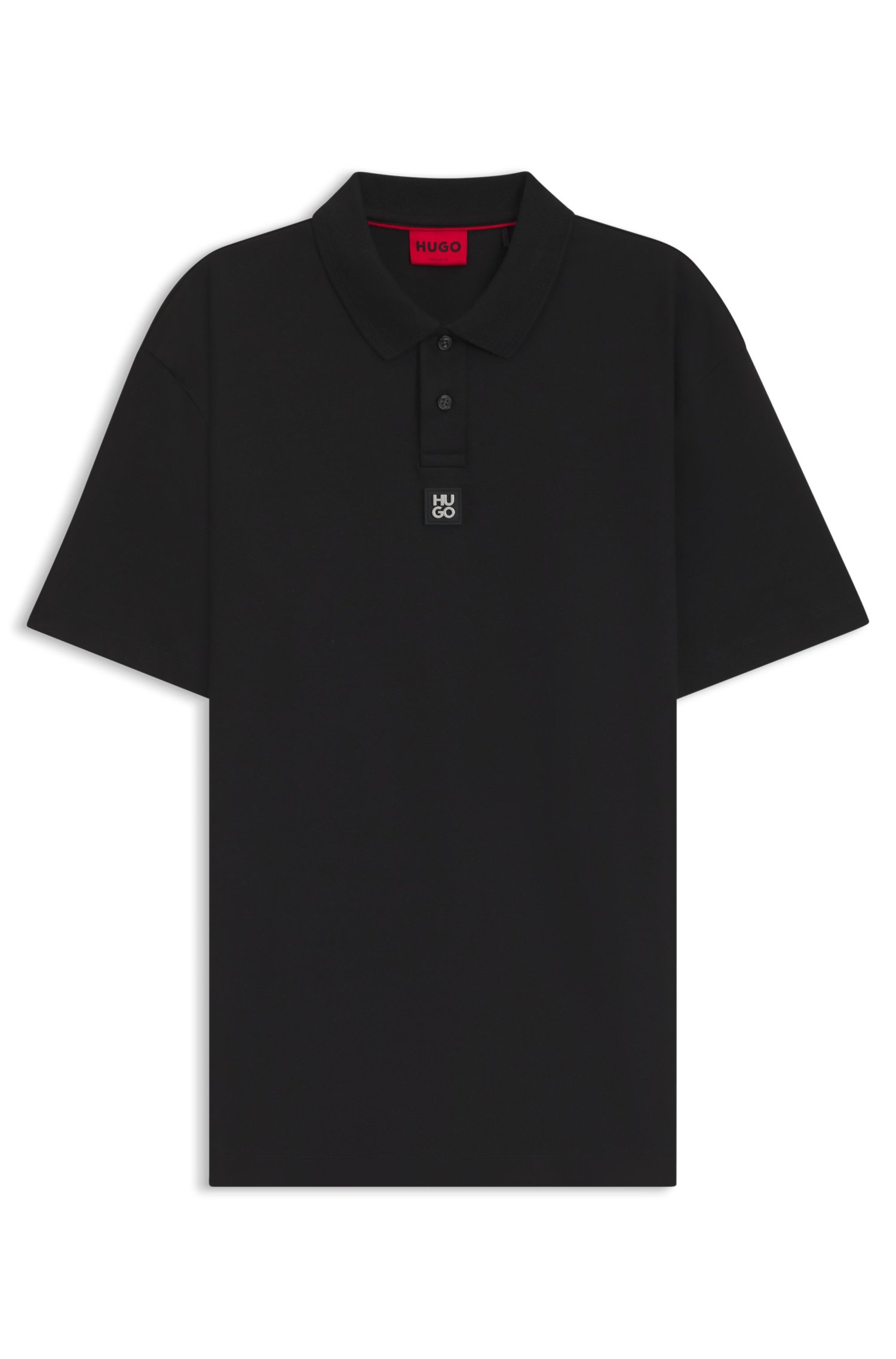 Polo de Algodão Entrelaçado com Logo Sobreposto — BOSS